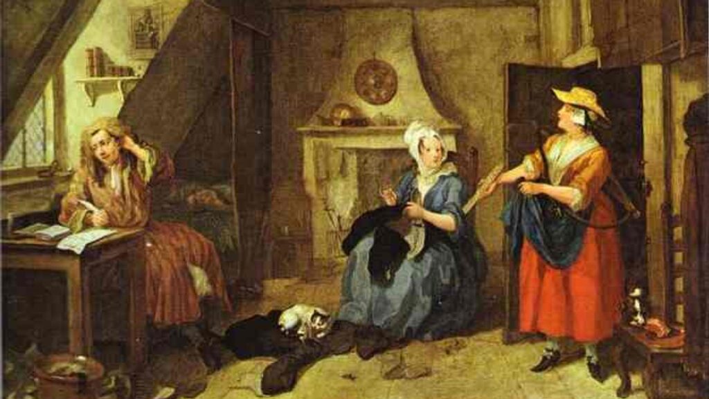 William Hogarth's Painting, The Distressed Poet